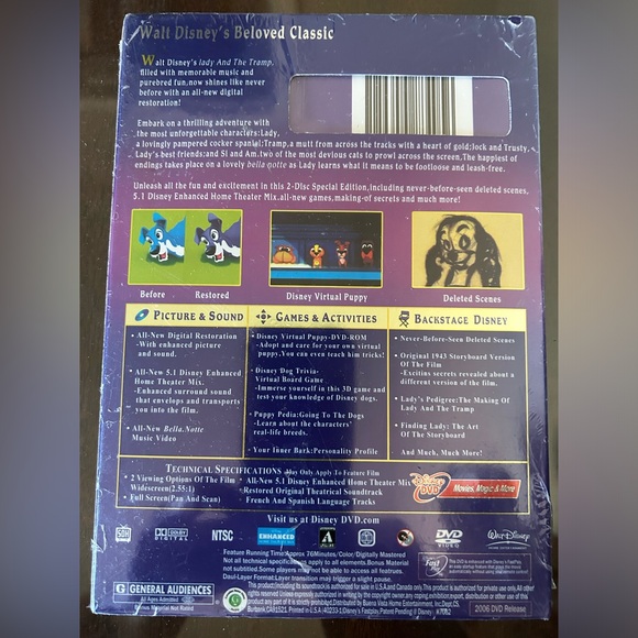 New Plastic Sealed Disney’s The Lady and the Tramp 50th Anniversary Edition - Picture 2 of 2